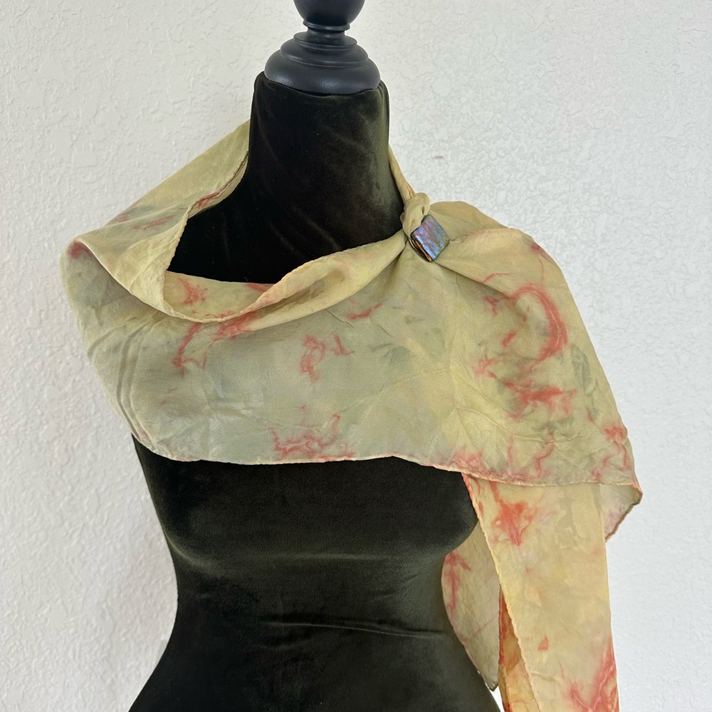 Habotai silk, hand dyed scarf by renowned silk artist.
